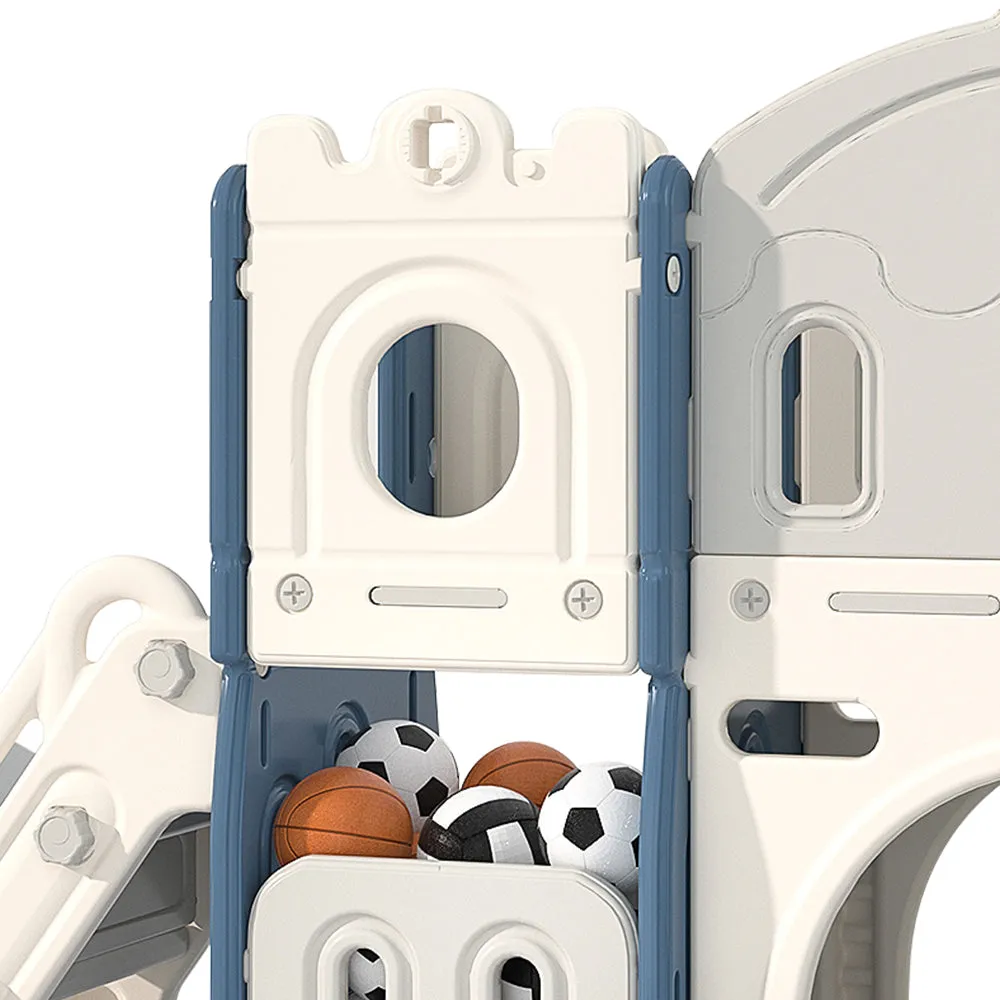 190 cm Wide Indoor Basketball Hoop Toddler Slide City Wall Kids Activity Playset
