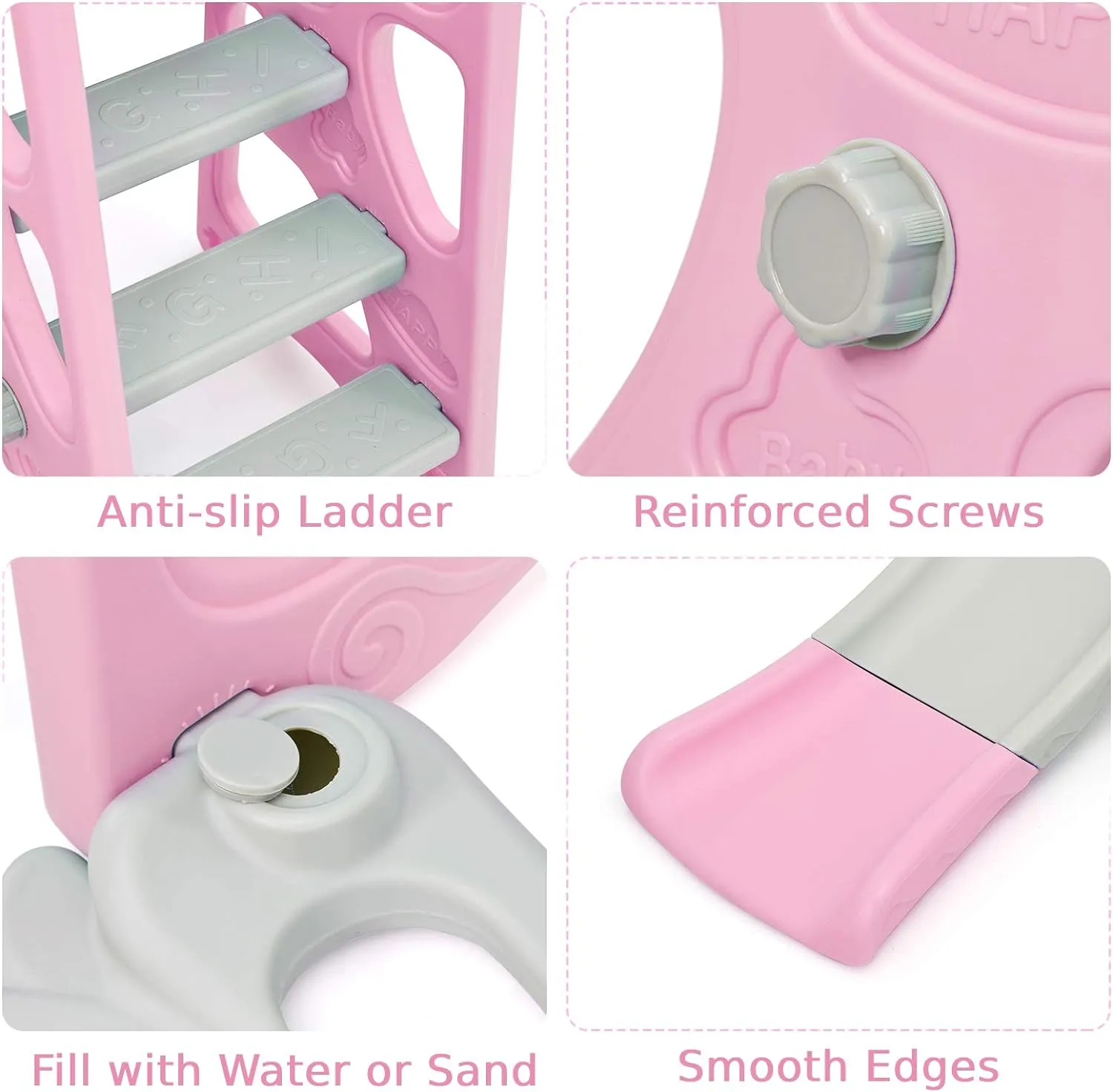 4-In-1 Toddler Climber And Swing Set With Removable Basketball Hoop Rw-6 Pink