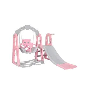 4-In-1 Toddler Climber And Swing Set With Removable Basketball Hoop Rw-6 Pink
