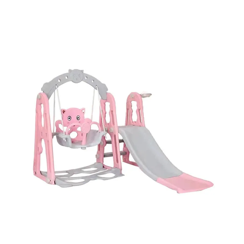4-In-1 Toddler Climber And Swing Set With Removable Basketball Hoop Rw-6 Pink