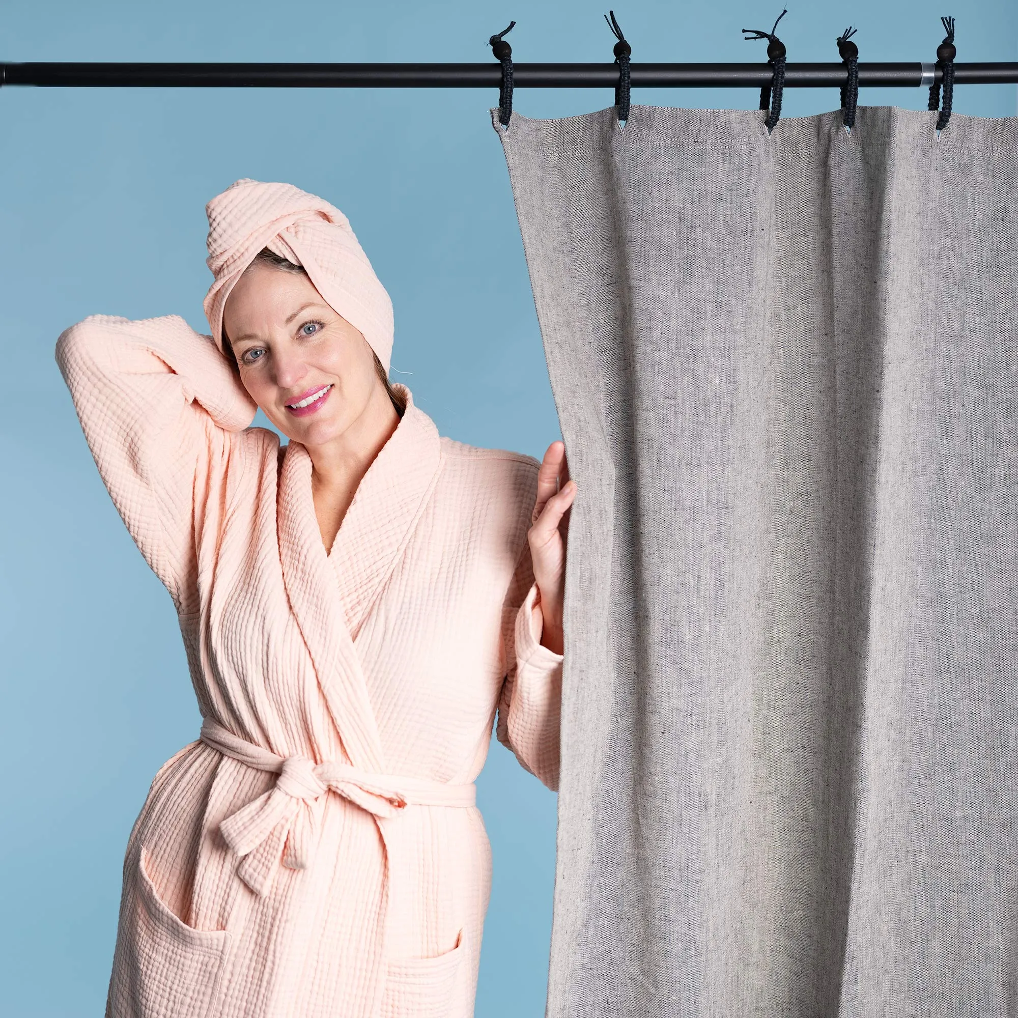 48x72 Hemp Shower Curtain 100% Organic (PVC-Free, Plastic-Free, Vinyl-Free) (Stall Size) (100% Biodegradable) (MONTEBELLO)