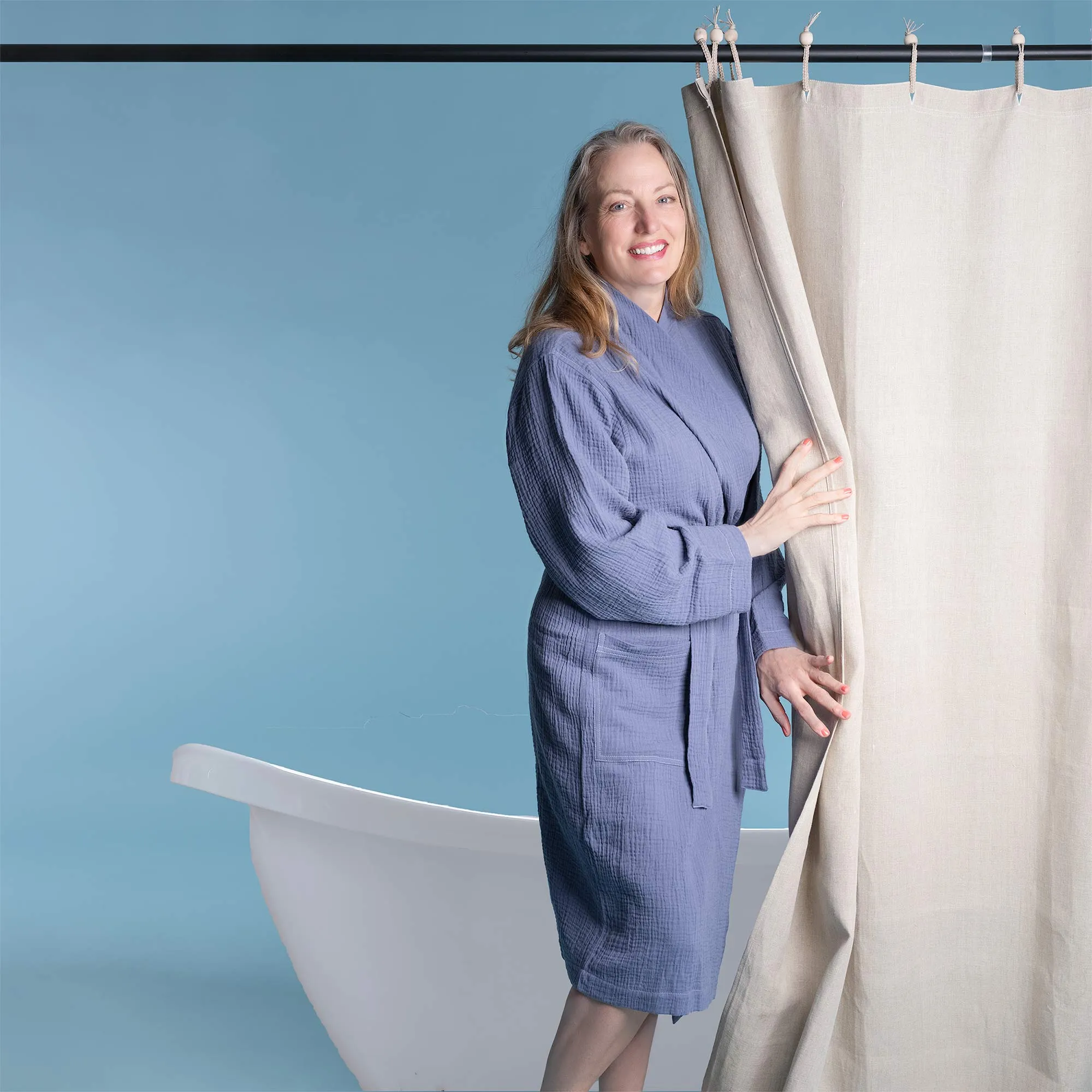 48x72 Hemp Shower Curtain 100% Organic (PVC-Free, Plastic-Free, Vinyl-Free) (Stall Size) (100% Biodegradable) (MONTEBELLO)