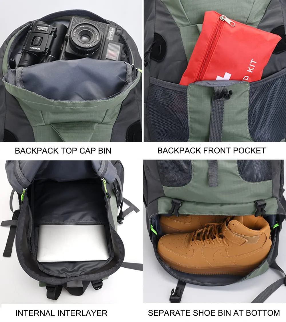 50L Lightweight Outdoor Sports Backpack With Shoe Compartment