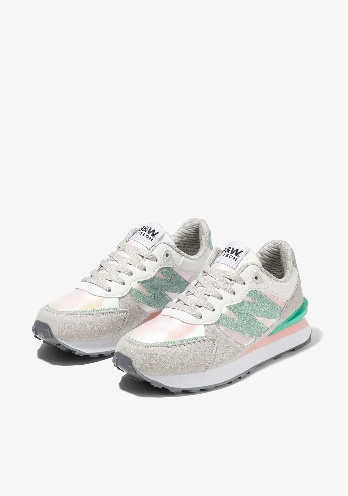 B&W Grey/Green Colorful Sneakers