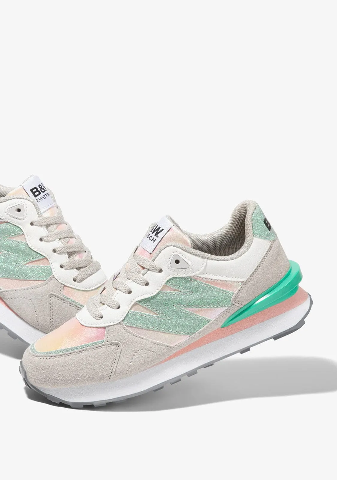 B&W Grey/Green Colorful Sneakers