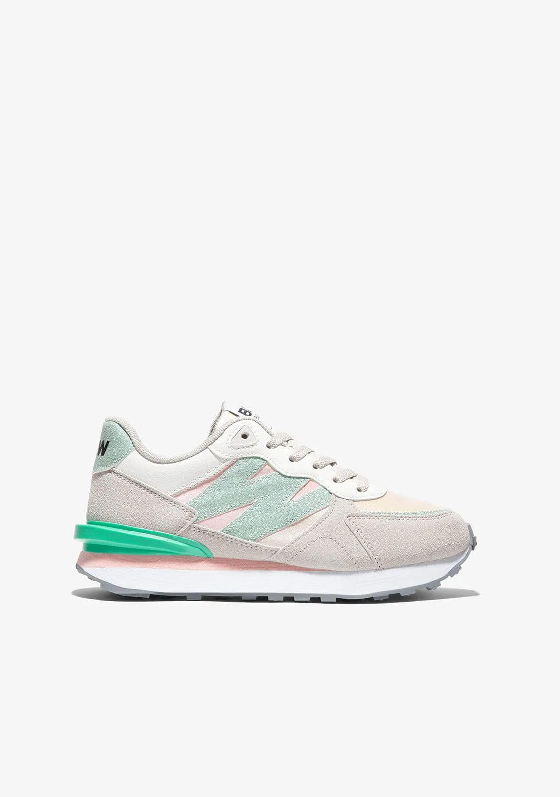 B&W Grey/Green Colorful Sneakers