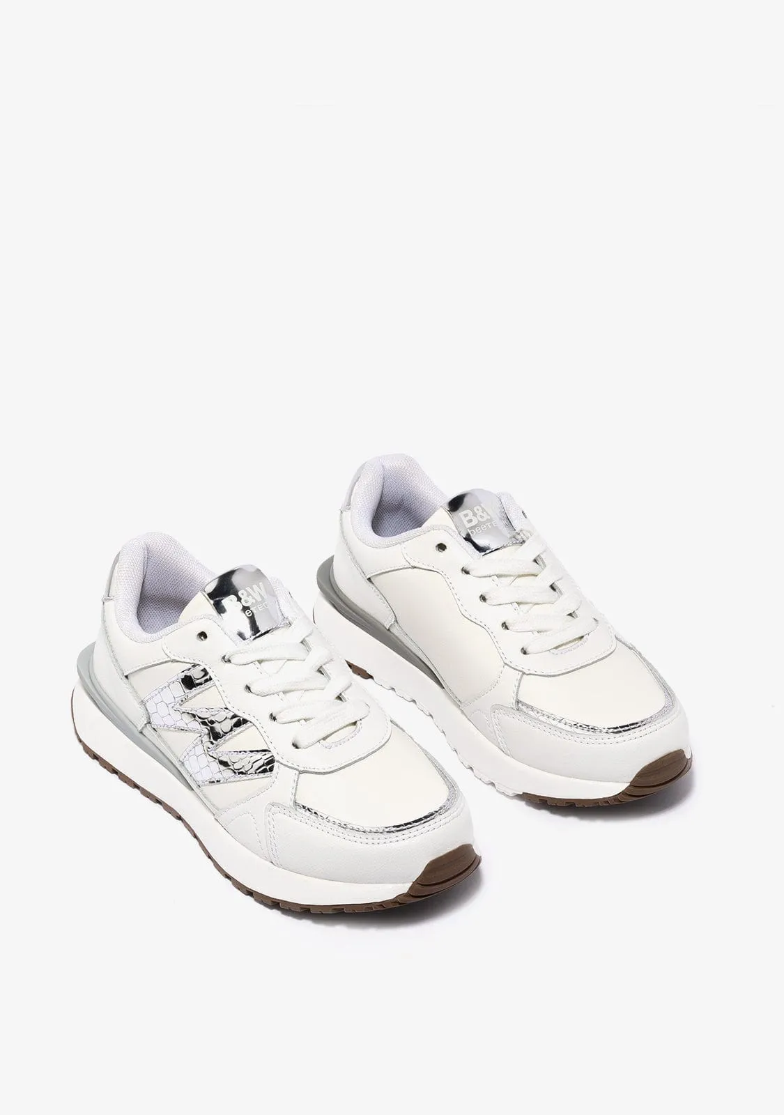 B&W White Metal Sneakers