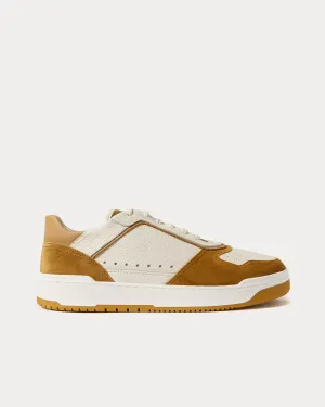 Basket Grained Calfskin & Washed Suede Brown Low Top Sneakers