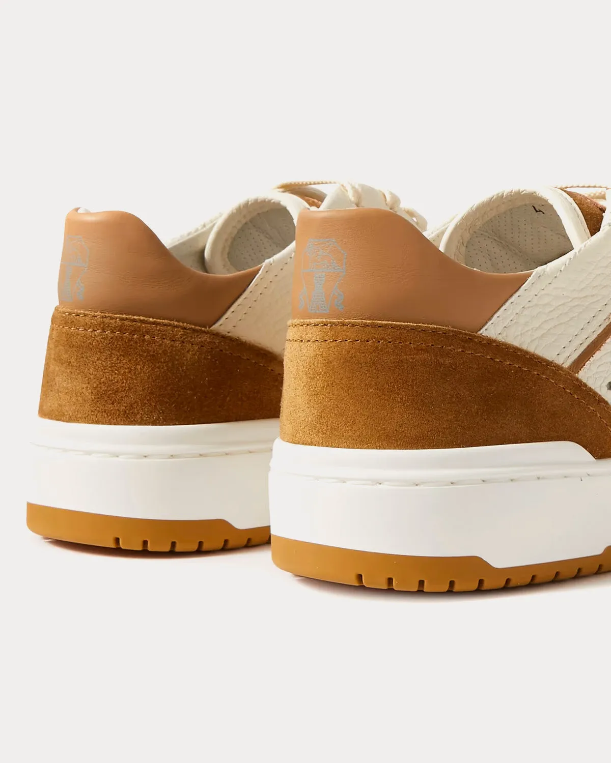 Basket Grained Calfskin & Washed Suede Brown Low Top Sneakers
