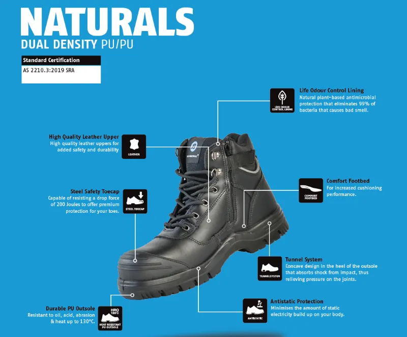 Bata - Safety Shoes - Atlas Zip Naturals Black (Size 13)