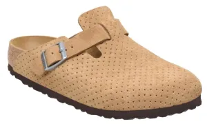 BIRKENSTOCK Boston New Beige Embossed Suede Leather