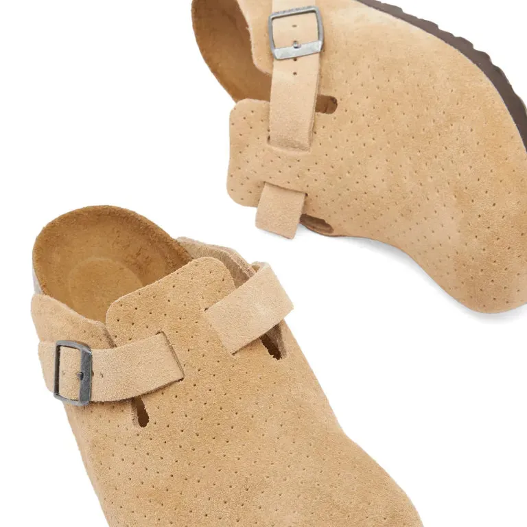 BIRKENSTOCK Boston New Beige Embossed Suede Leather