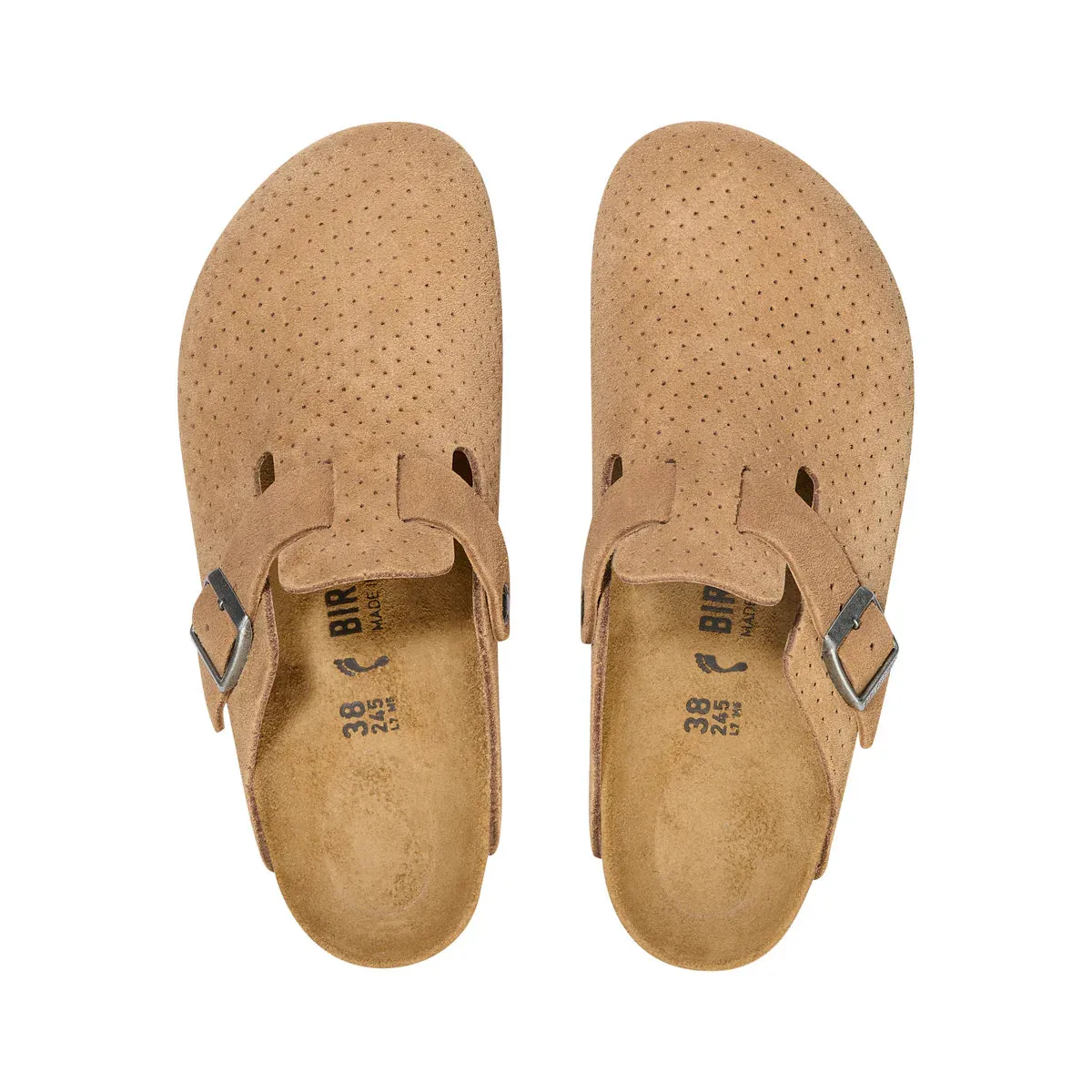 BIRKENSTOCK Boston New Beige Embossed Suede Leather