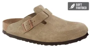 BIRKENSTOCK Boston Taupe Suede with Softbed