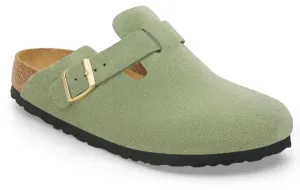 BIRKENSTOCK Boston Tea Green Suede with Softbed