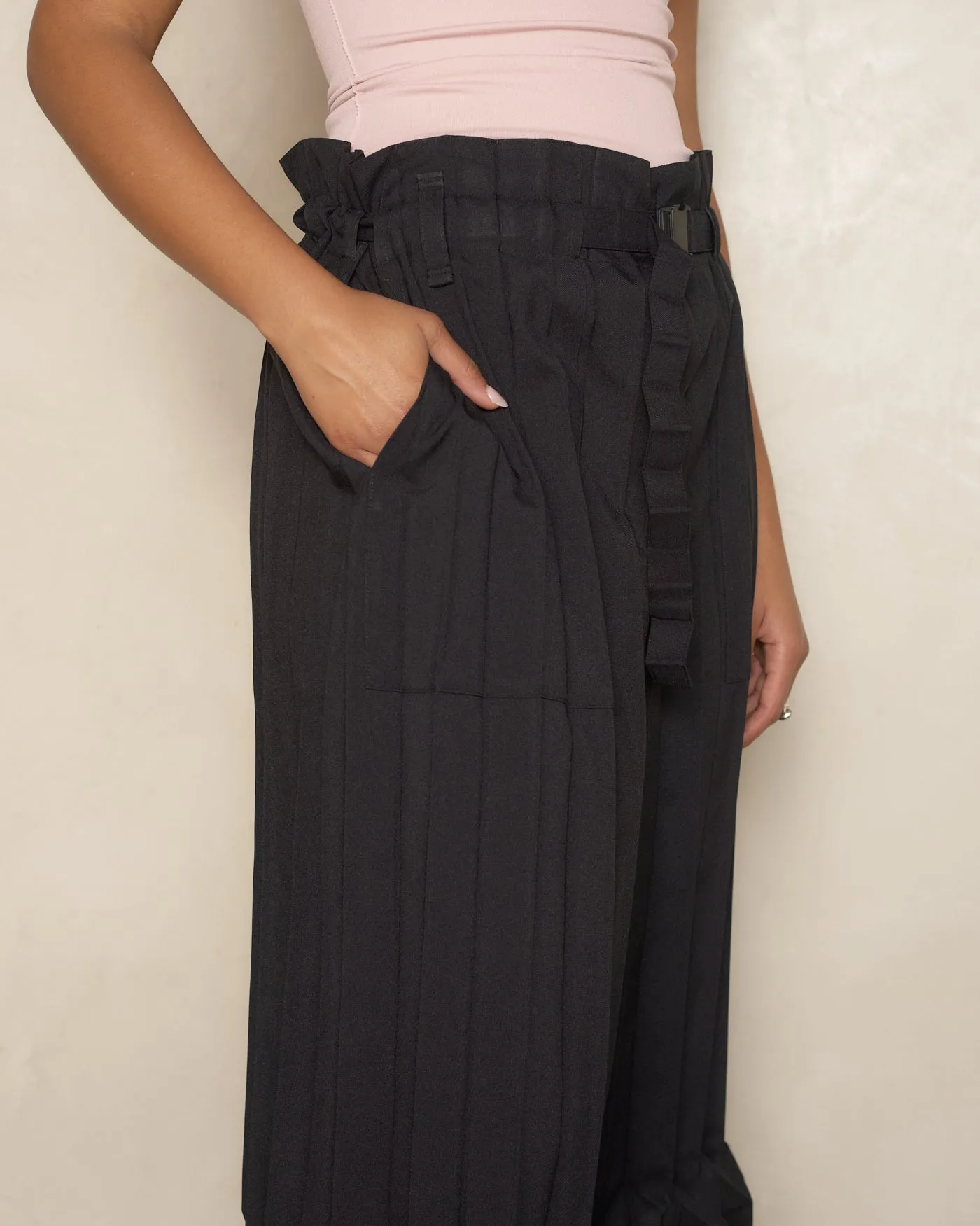 Black Cube Pleat Trouser