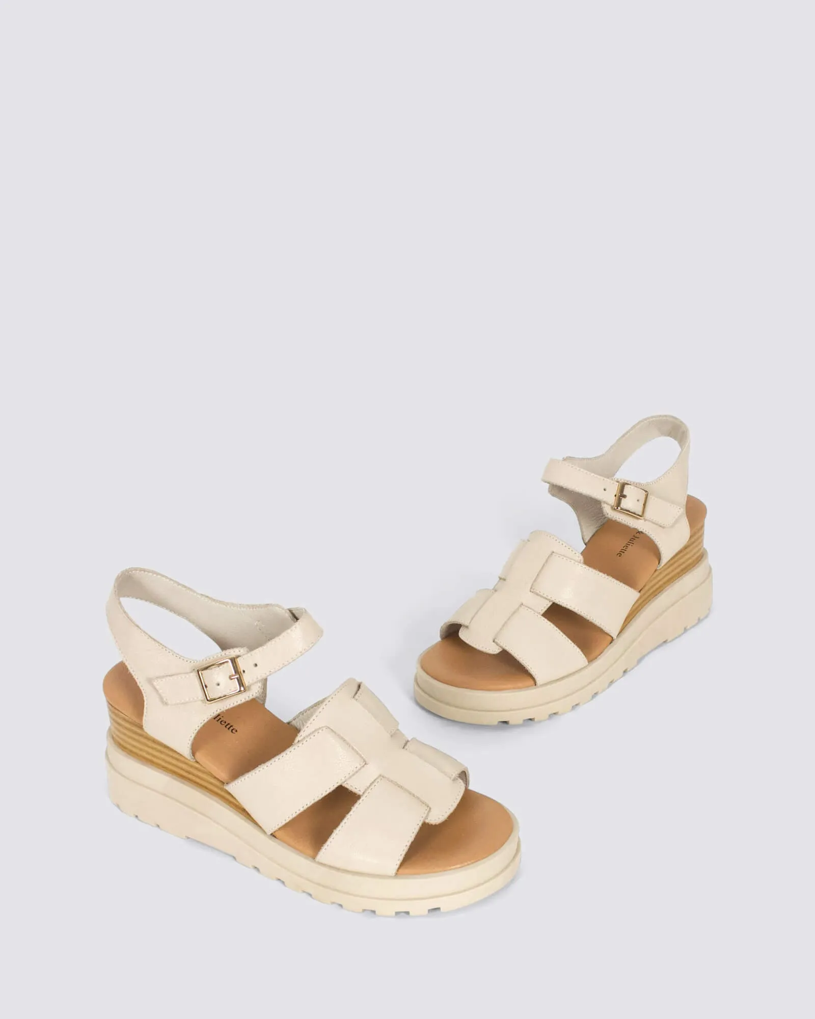 BLIM WEDGE SANDALS VANILLA LEATHER
