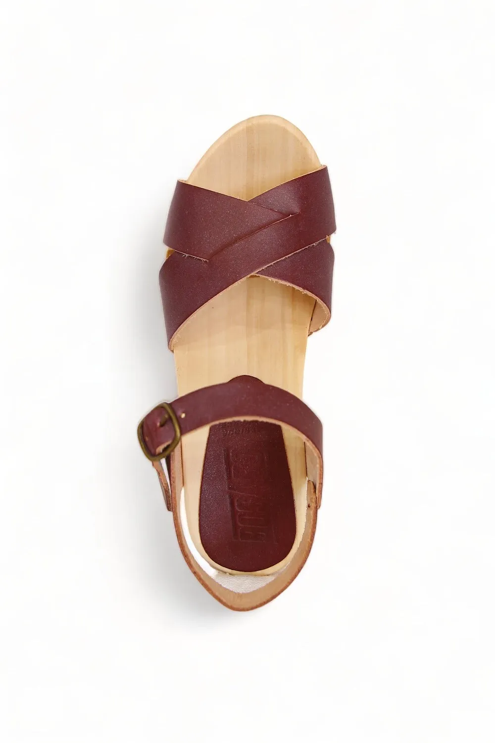 BOSABO LEATHER BORDEAUX TWO STRAP SANDAL