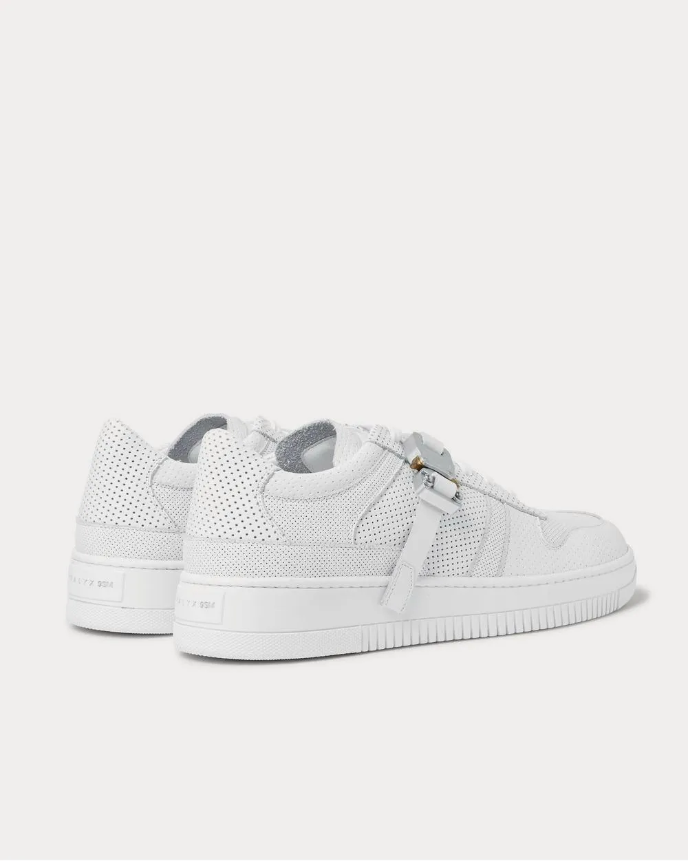 Buckled Perforated-Leather  White low top sneakers