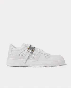 Buckled Perforated-Leather  White low top sneakers