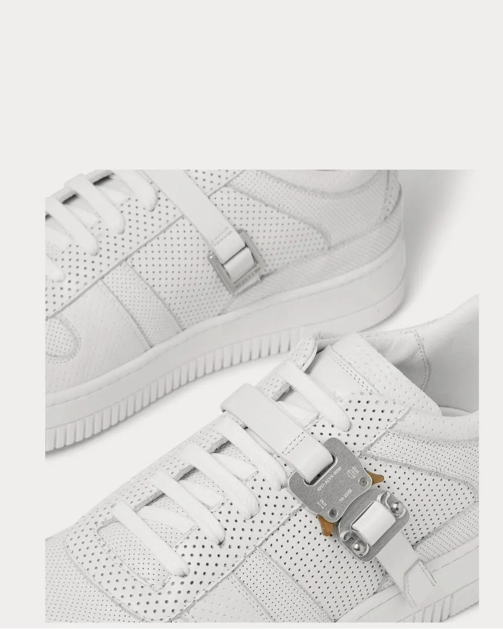 Buckled Perforated-Leather  White low top sneakers