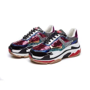 Chic Color Block Sequins Sneaker Shoes