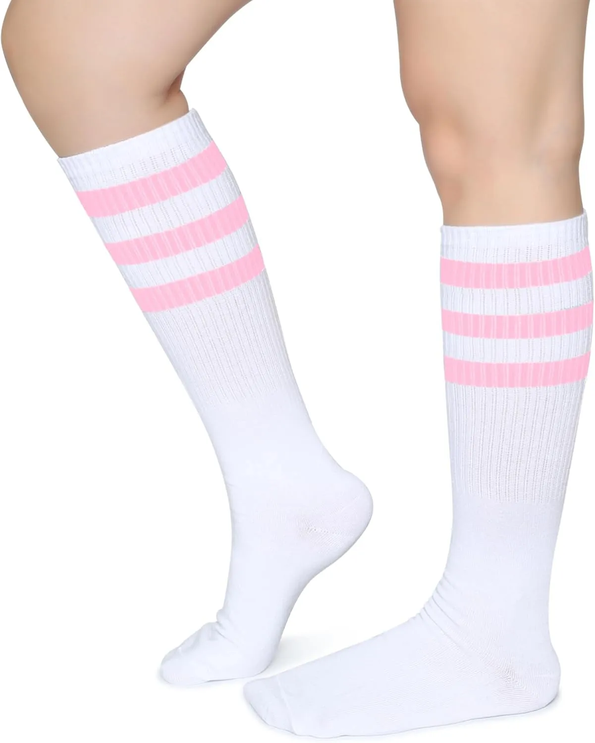 Classical Triple Stripes Soft Cotton Over-The-Calf Retro Tube Socks