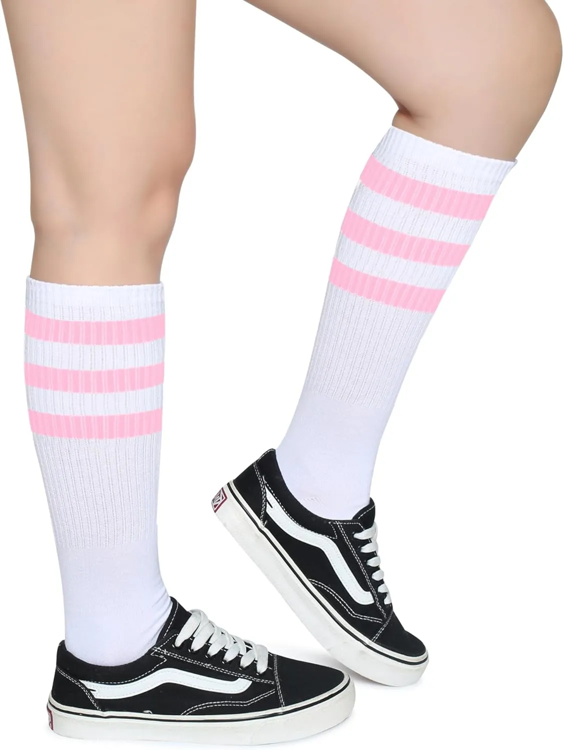 Classical Triple Stripes Soft Cotton Over-The-Calf Retro Tube Socks