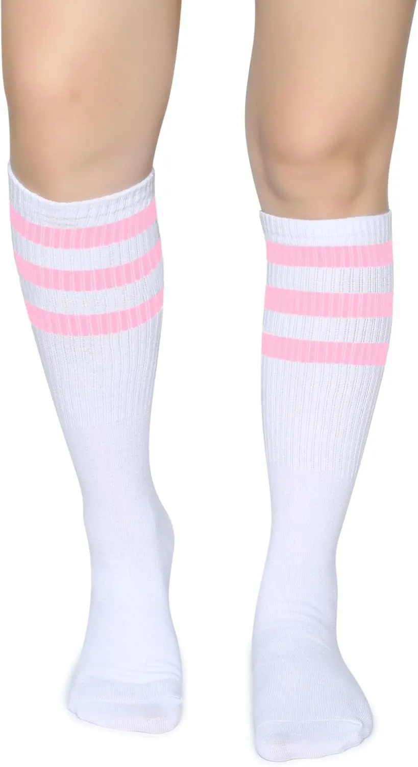 Classical Triple Stripes Soft Cotton Over-The-Calf Retro Tube Socks