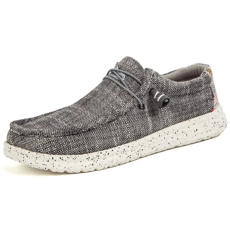 Cuzcare Orthopedic Men Shoes Breathable Cork Sole Slip on Denim Canvas Loafers