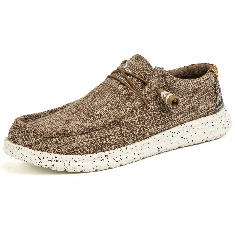 Cuzcare Orthopedic Men Shoes Breathable Cork Sole Slip on Denim Canvas Loafers