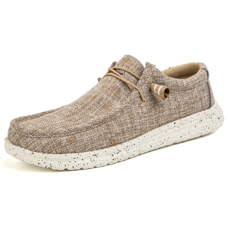 Cuzcare Orthopedic Men Shoes Breathable Cork Sole Slip on Denim Canvas Loafers