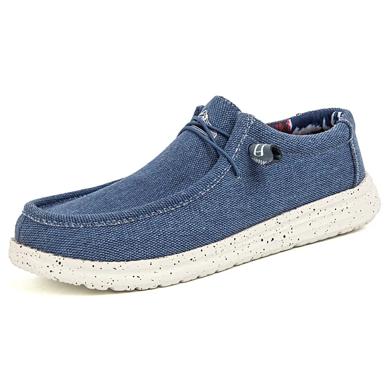 Cuzcare Orthopedic Men Shoes Breathable Cork Sole Slip on Denim Canvas Loafers