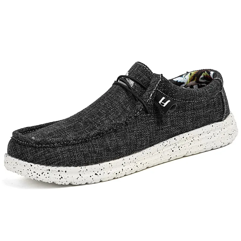 Cuzcare Orthopedic Men Shoes Breathable Cork Sole Slip on Denim Canvas Loafers