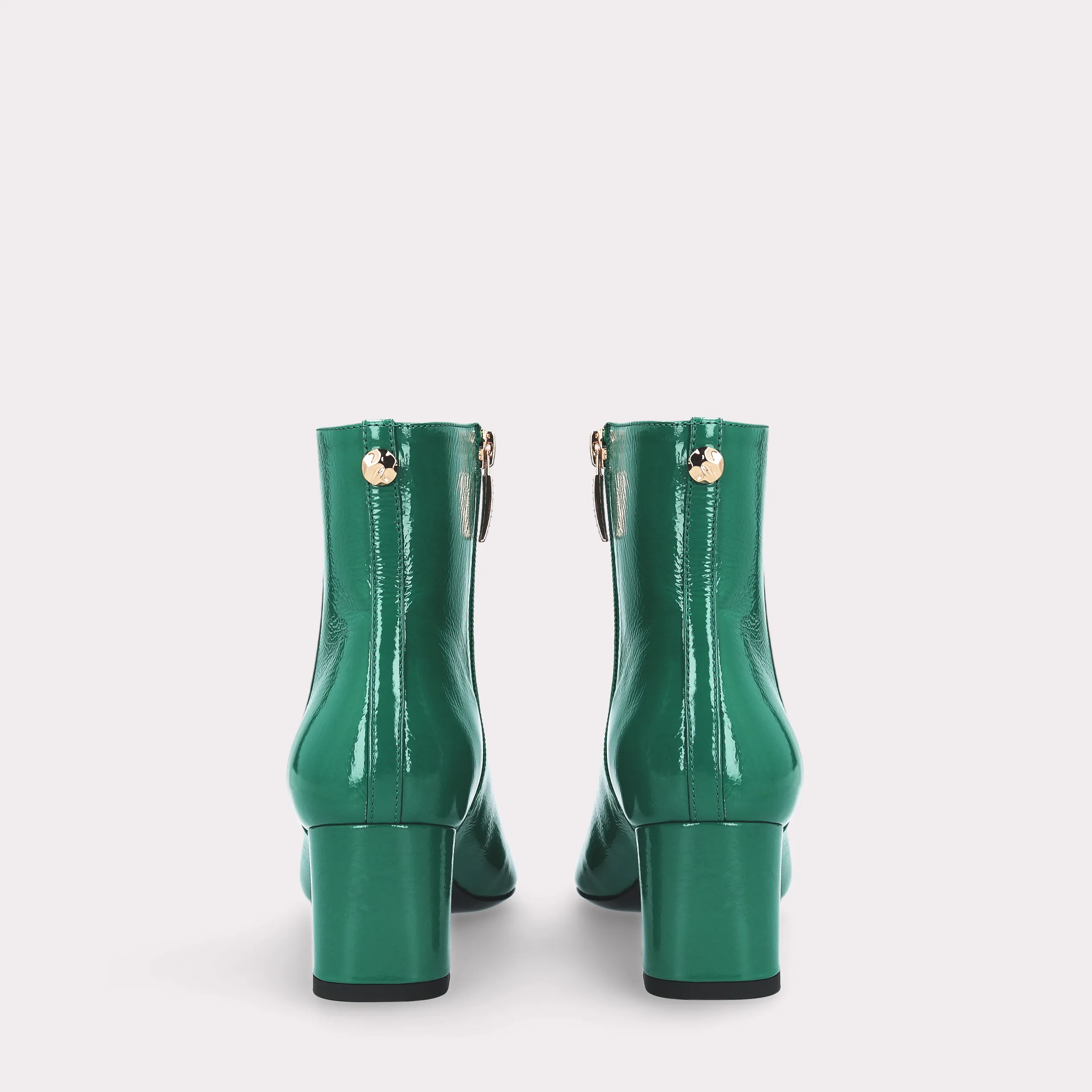 DEBBY ZIP 01 GREEN CRUSHED PATENT LEATHER ANKLE BOOTS
