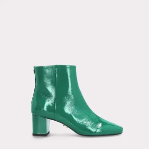 DEBBY ZIP 01 GREEN CRUSHED PATENT LEATHER ANKLE BOOTS