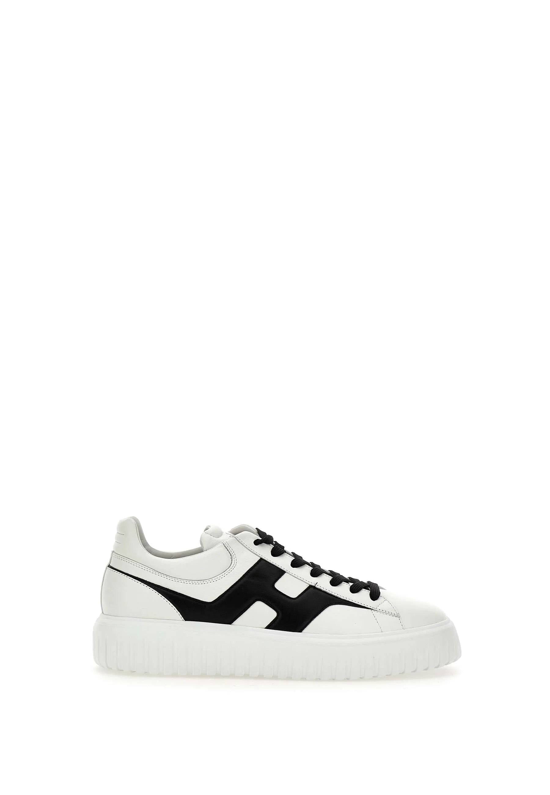 H-Stripes Men's Leather Sneakers Black and White