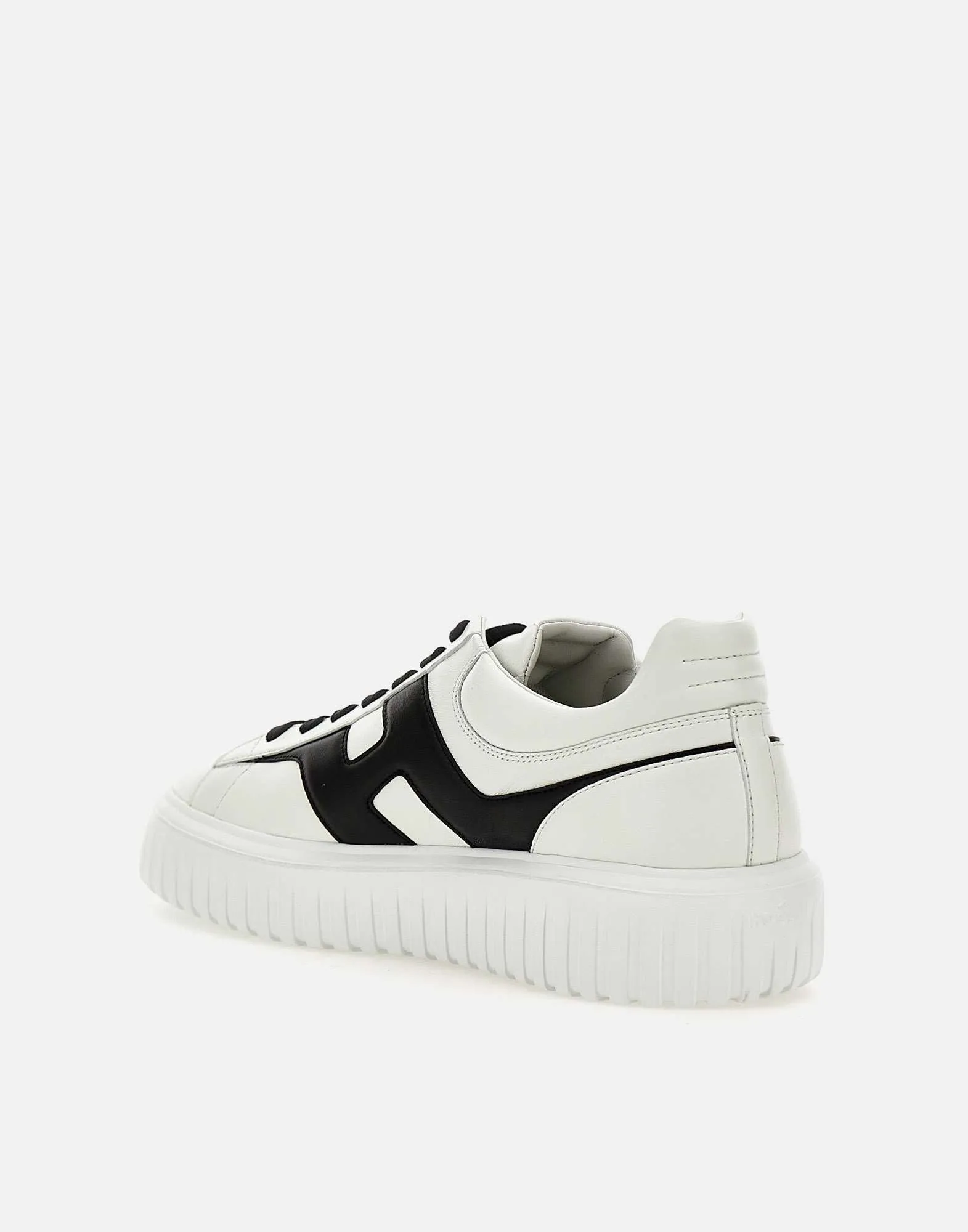 H-Stripes Men's Leather Sneakers Black and White