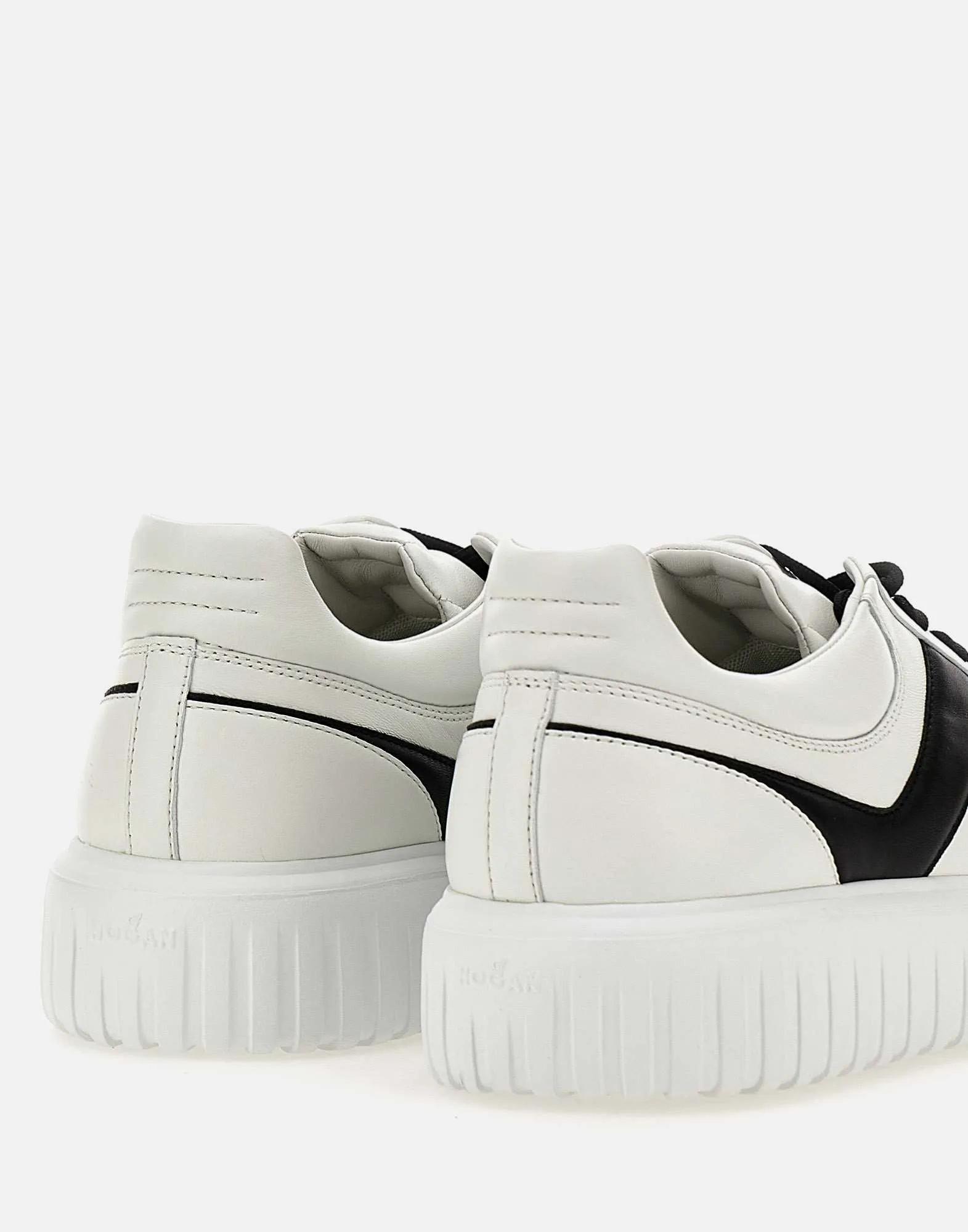H-Stripes Men's Leather Sneakers Black and White