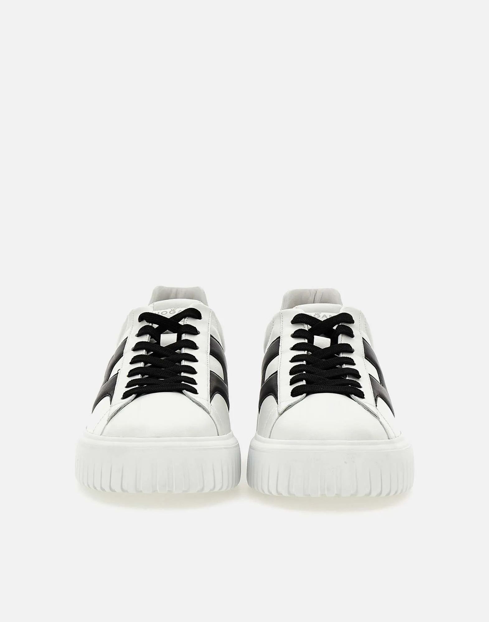 H-Stripes Men's Leather Sneakers Black and White