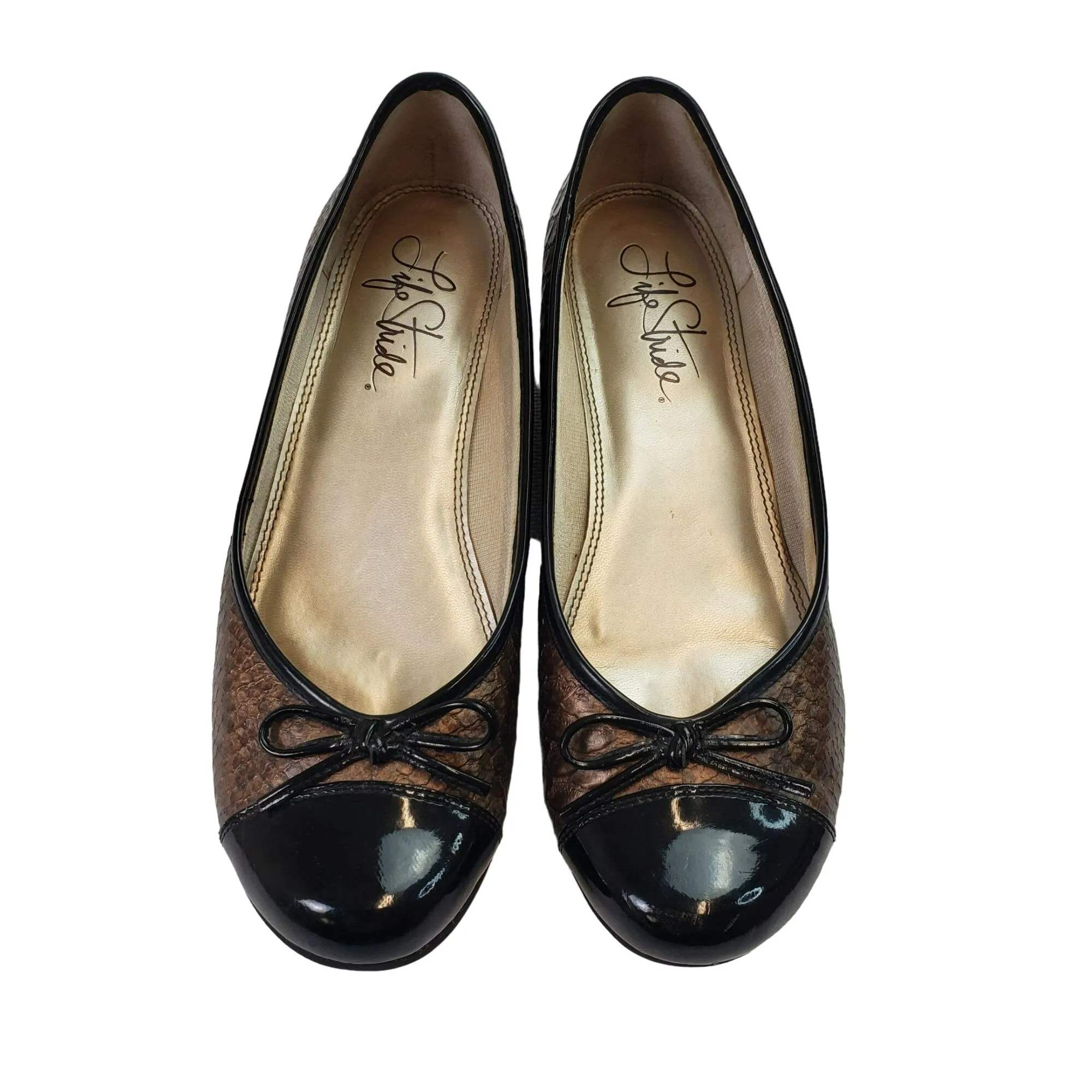 Life Stride Meg Metallic Snakeskin Print Wedges Size 8