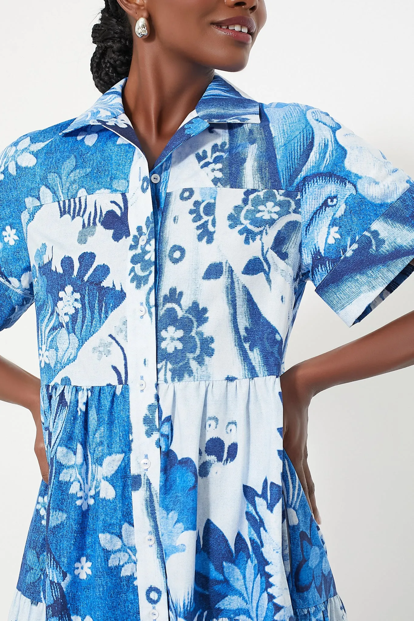Lupin Blue Short Sleeve Midi Dress