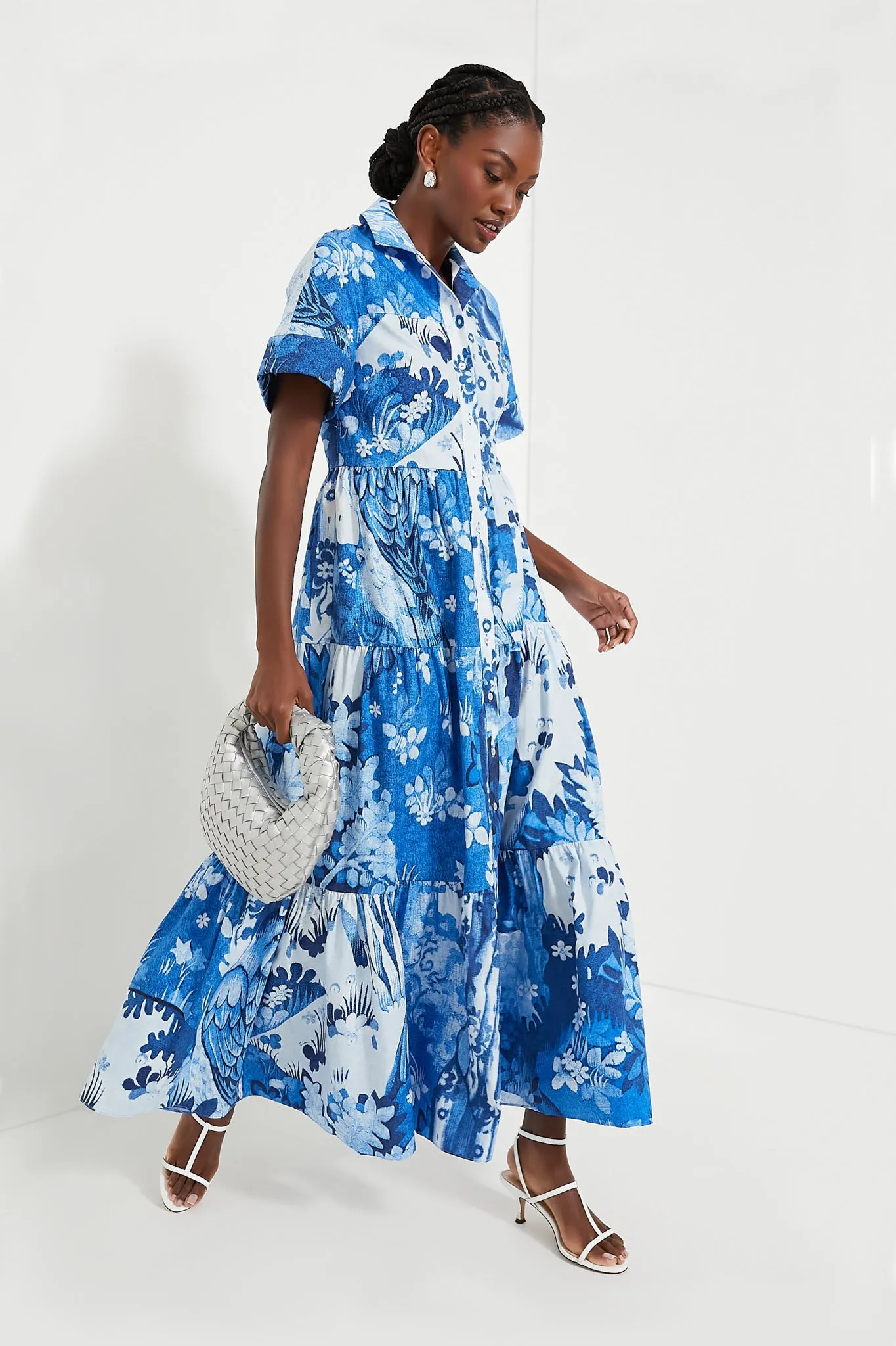 Lupin Blue Short Sleeve Midi Dress