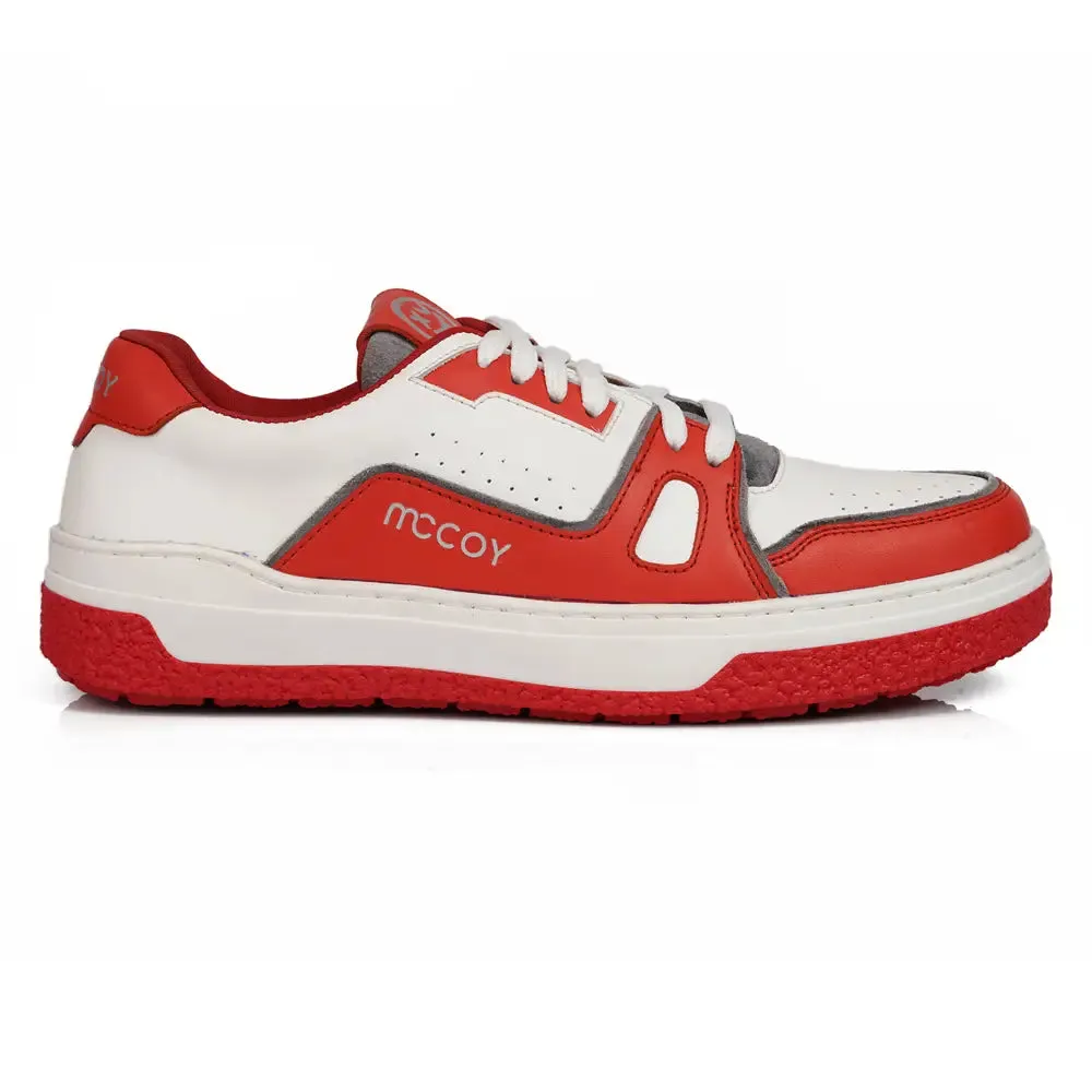 Mccoy Crepe Leather Men's Trainers Red and White