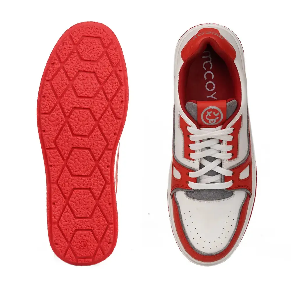 Mccoy Crepe Leather Men's Trainers Red and White