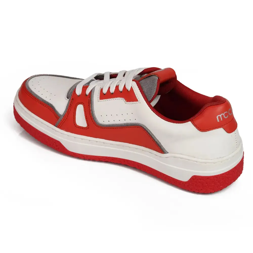 Mccoy Crepe Leather Men's Trainers Red and White