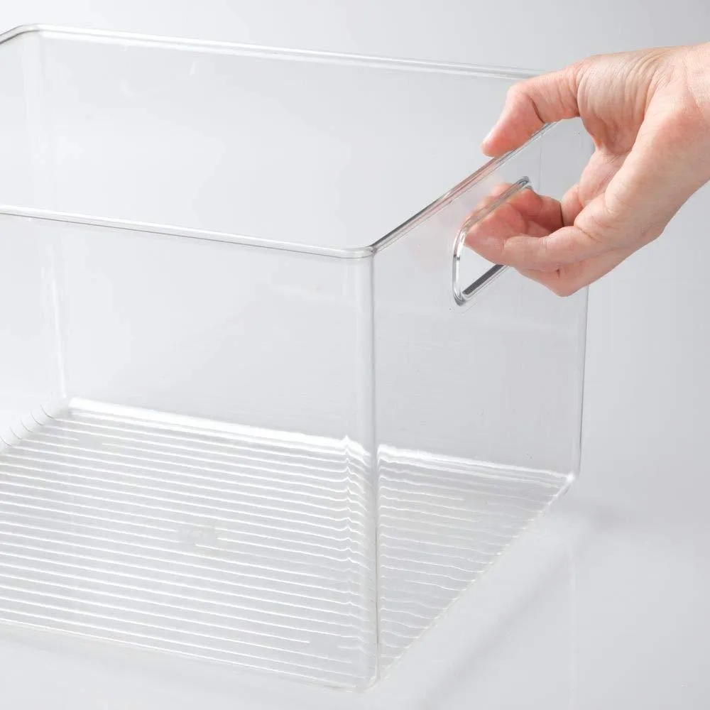 mDesign Deep Plastic Home Storage Organizer Bin for Cube Furniture Shelving in Office, Entryway, Closet, Cabinet, Bedroom, Laundry Room, Nursery, Kids Toy Room - 12" x 10" x 8" - 8 Pack - Clear