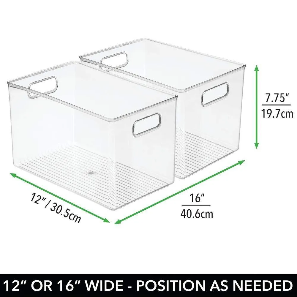 mDesign Deep Plastic Home Storage Organizer Bin for Cube Furniture Shelving in Office, Entryway, Closet, Cabinet, Bedroom, Laundry Room, Nursery, Kids Toy Room - 12" x 8" x 8" - 4 Pack - Clear