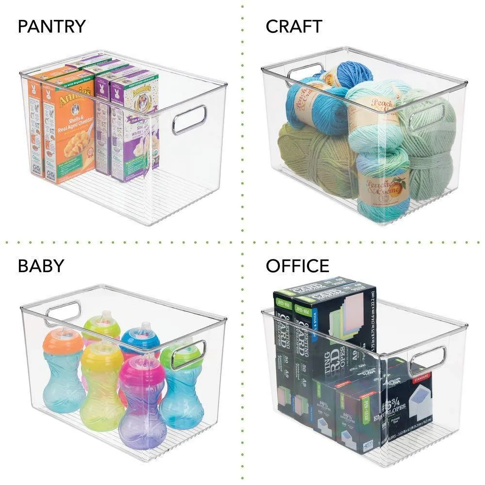 mDesign Deep Plastic Home Storage Organizer Bin for Cube Furniture Shelving in Office, Entryway, Closet, Cabinet, Bedroom, Laundry Room, Nursery, Kids Toy Room - 12" x 8" x 8" - 4 Pack - Clear