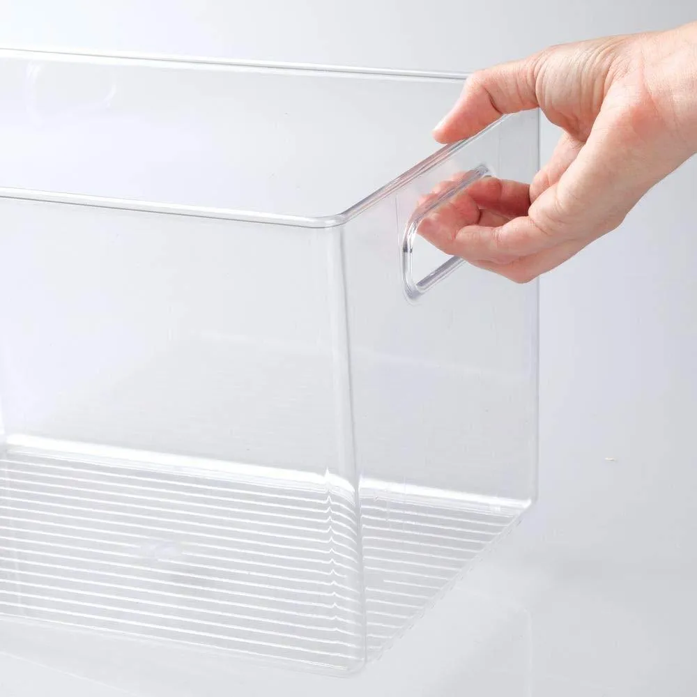 mDesign Deep Plastic Home Storage Organizer Bin for Cube Furniture Shelving in Office, Entryway, Closet, Cabinet, Bedroom, Laundry Room, Nursery, Kids Toy Room - 12" x 8" x 8" - 4 Pack - Clear